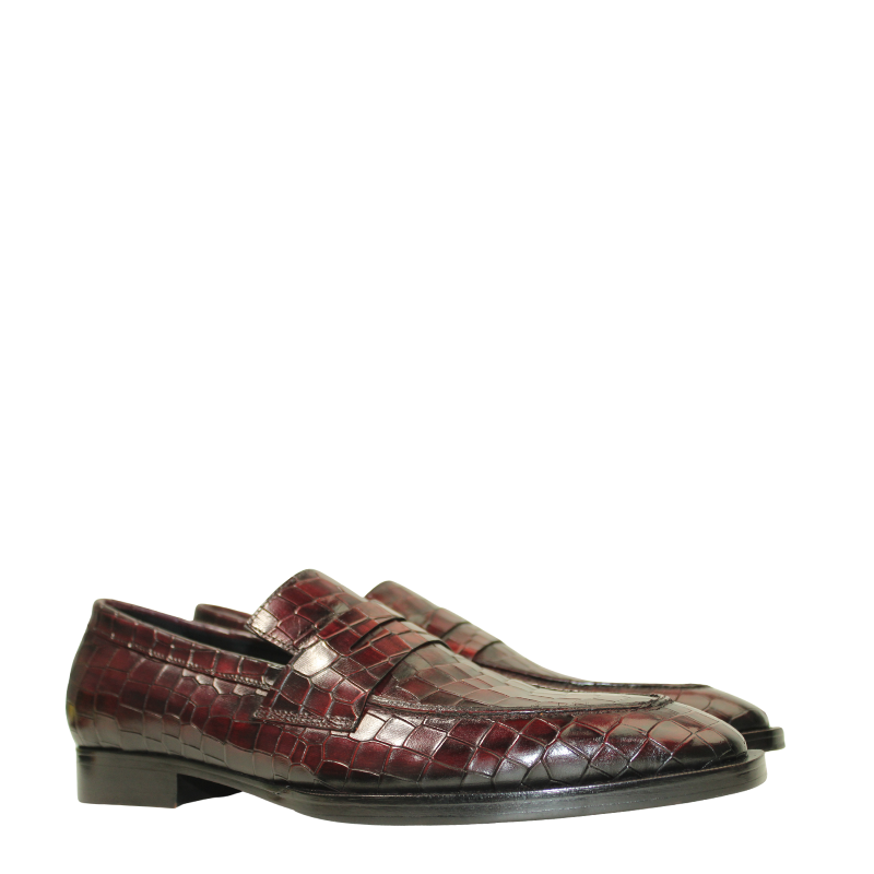 Luxury Croco Leather Stitched Loafer Shoe