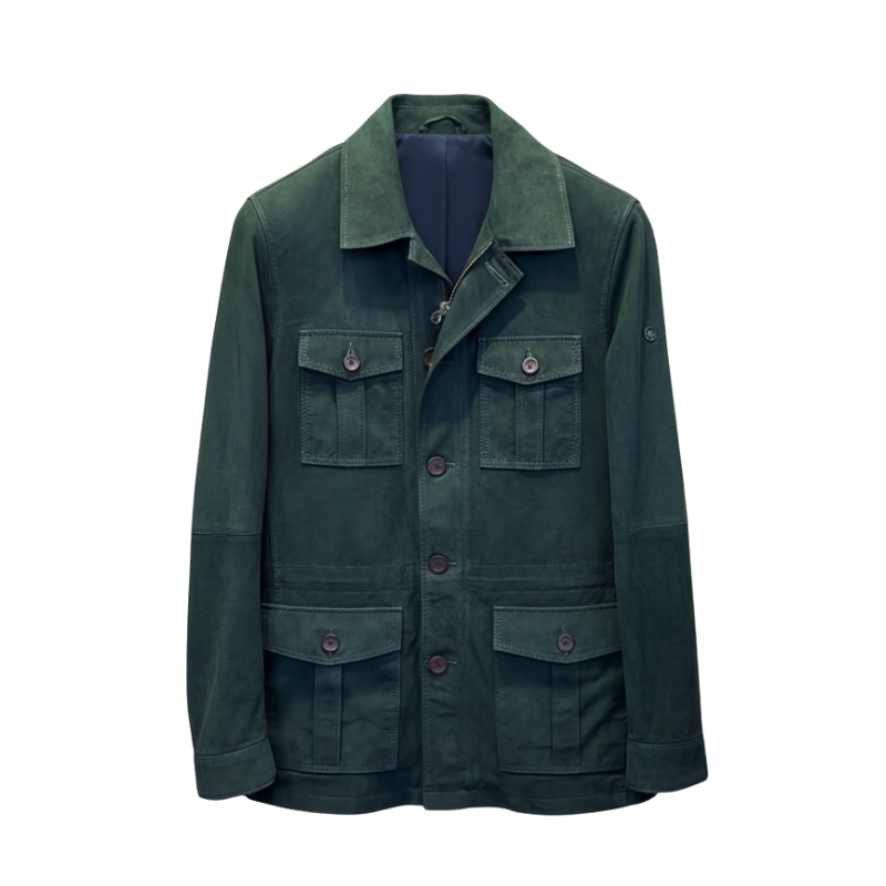 Luxury Suede Four Flap Pockets Field Coat