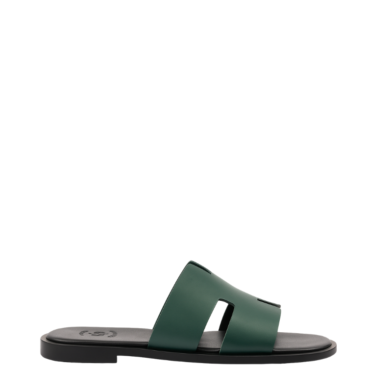 H style Luxe Leather Dark Green Slipper