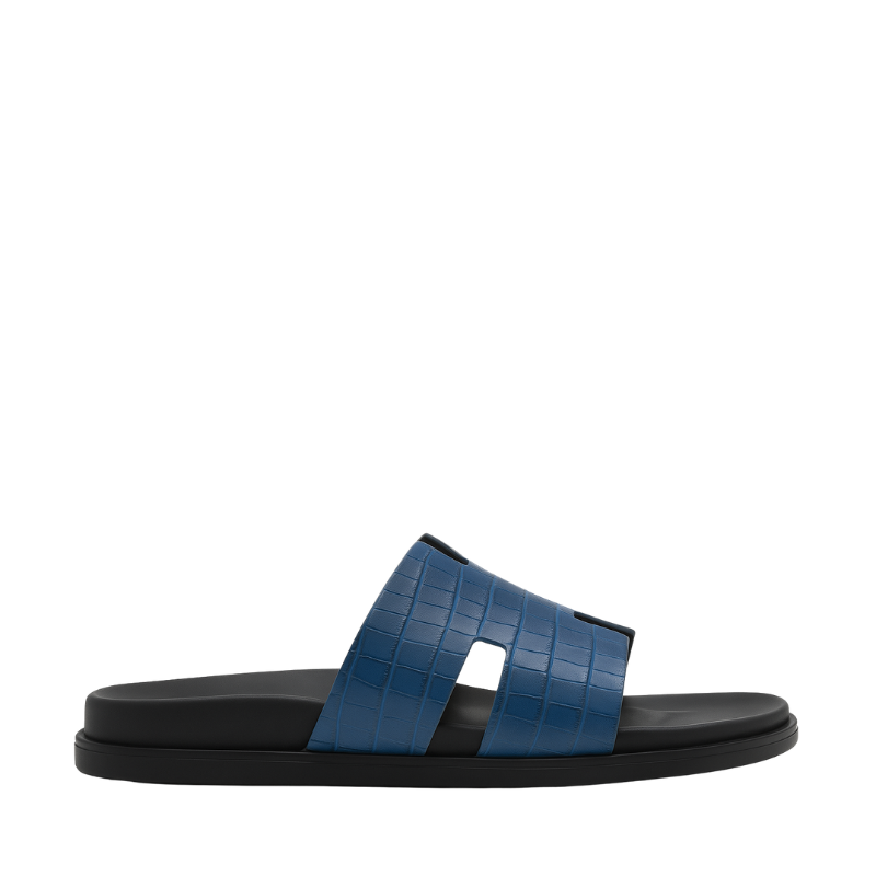 Croco Textured Leather Slipper