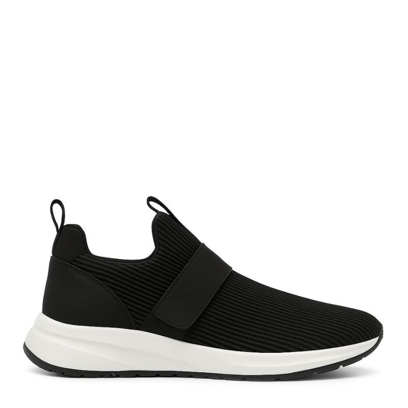 Mens Black Woven Design Slip On Loafers