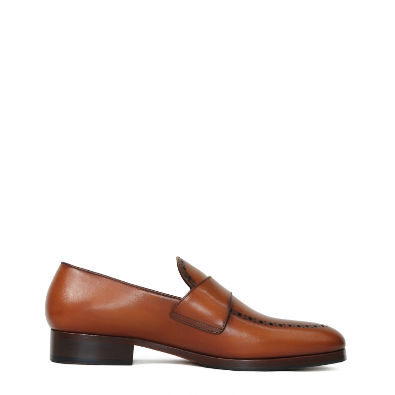 Mens Leather Slip on With Stitch Detail