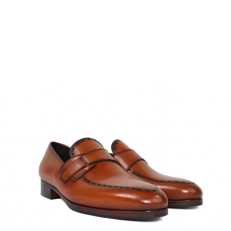 Mens Leather Slip on With Stitch Detail