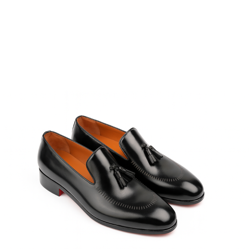 Luxury Leather Wingtip Tassel Loafer for Mens