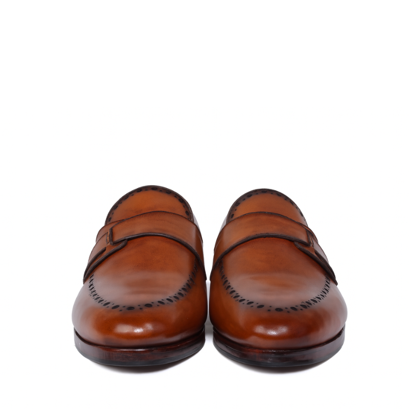 Mens Leather Slip on With Stitch Detail