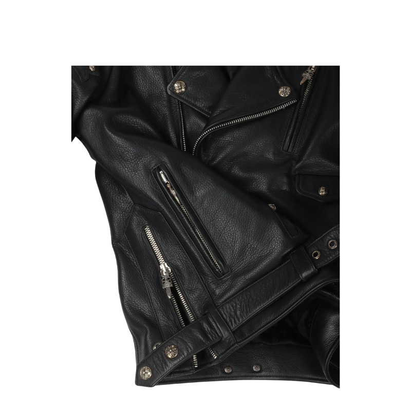 Cross Patch Leather Biker Jacket