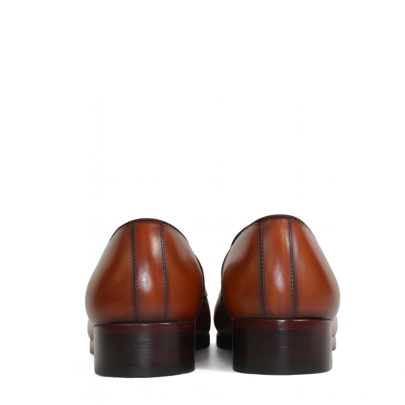 Mens Leather Brown Slip on With Stitch Detail