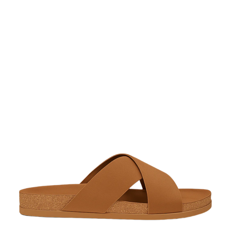 Men's Cross Strap Suede Burgundy Comfort Slipper
