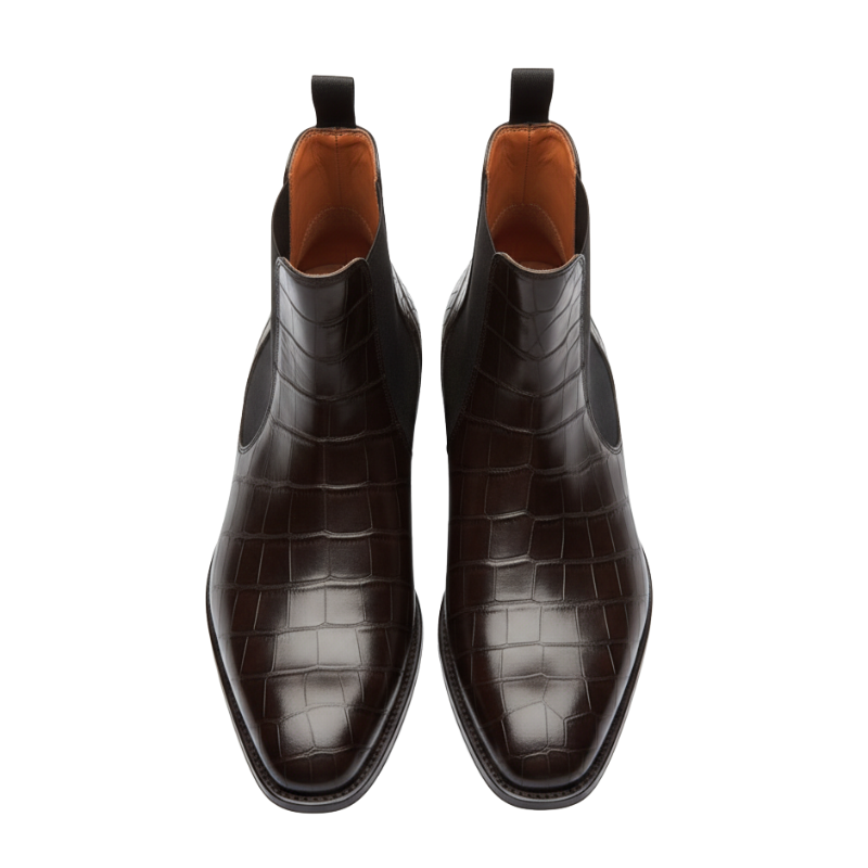 Midnight Croc Texture Dark Chelsea Boots
