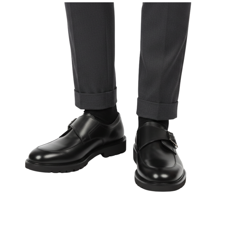 Classic Leather Buckle strap Monk Shoes