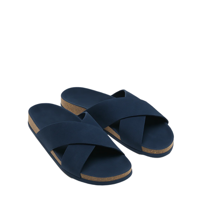 Men's Cross Strap Suede Comfort Slipper