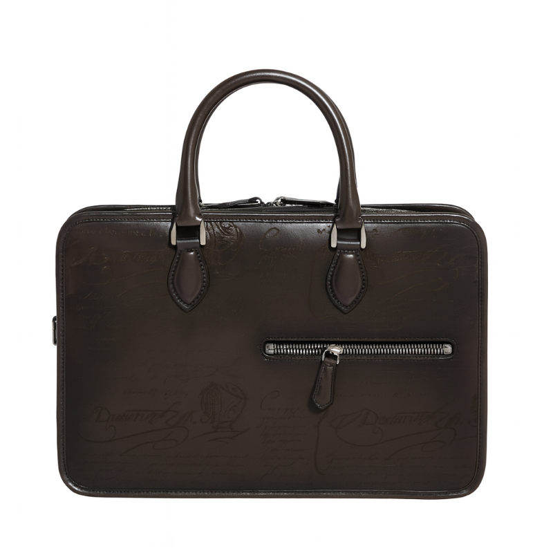 Luxury Handcrafted Printed Leather Blue Briefcase