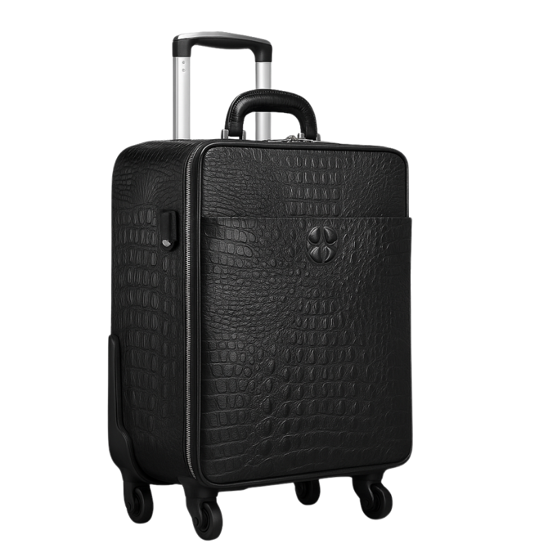 Premium Crocodile and Alligator Leather Trolley Travel Bag