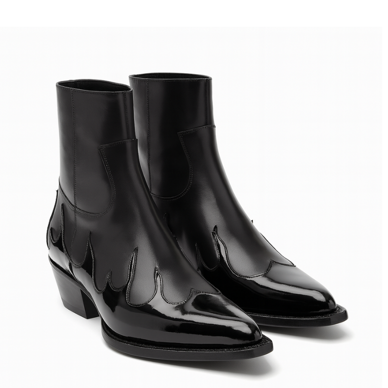 Mens Leather Flamecrest Pointed Ankle Boots