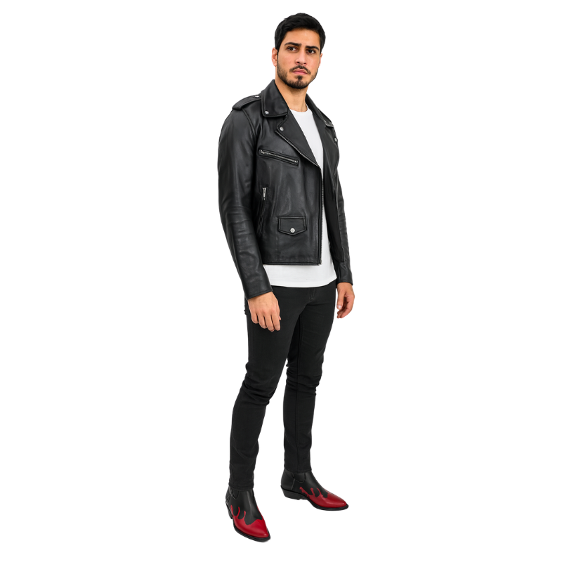Mens Leather Dual Tone Flamecrest Pointed Ankle Boots