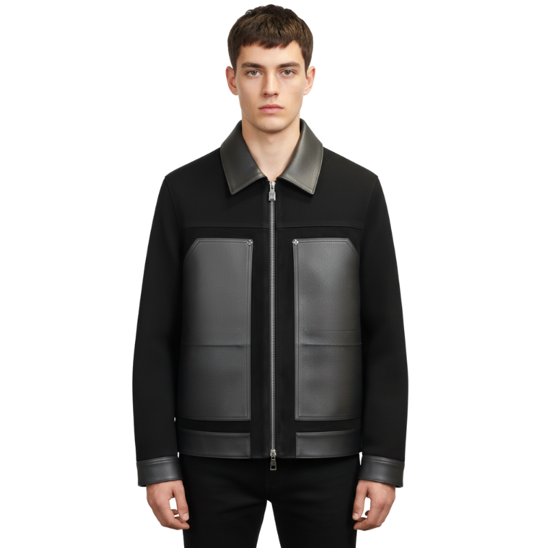 Midnight Dual Tone Leather Bomber Jacket