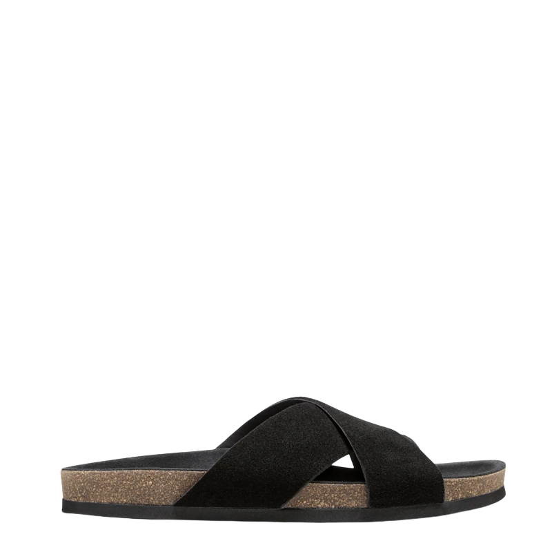 Men's Cross Strap Suede Burgundy Comfort Slipper