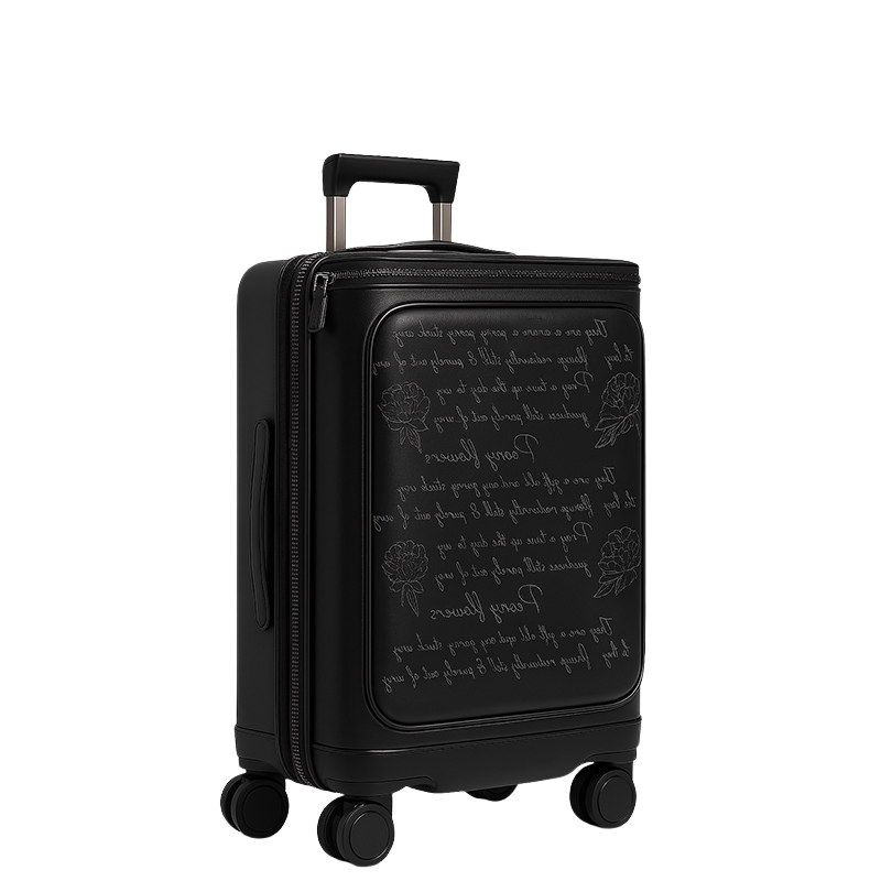 Italian Prestige Leather Printed Trolley Case Travelling Luggage Bag