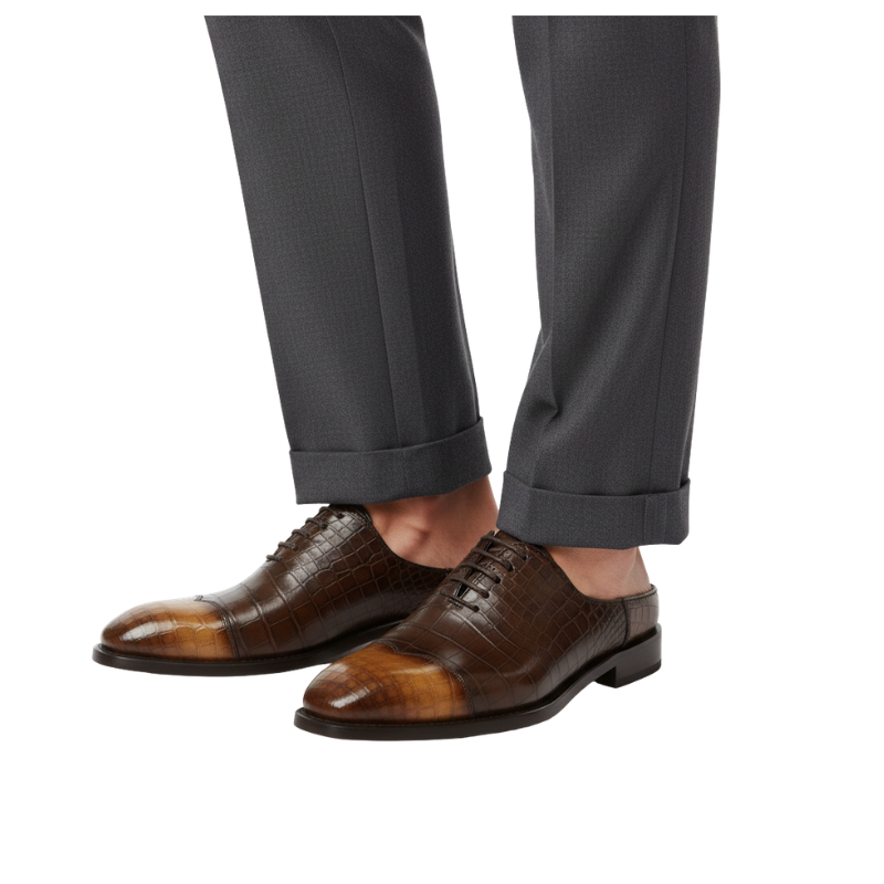 Monarch Croc Embossed Oxford Mules