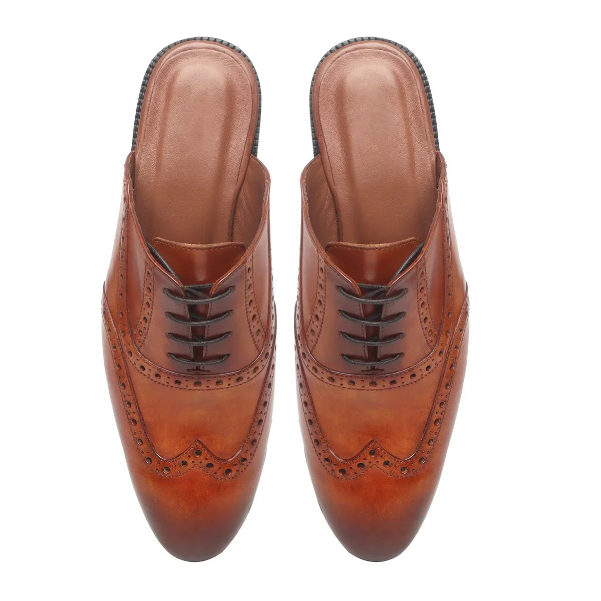 LACE-UP LEATHER MULES