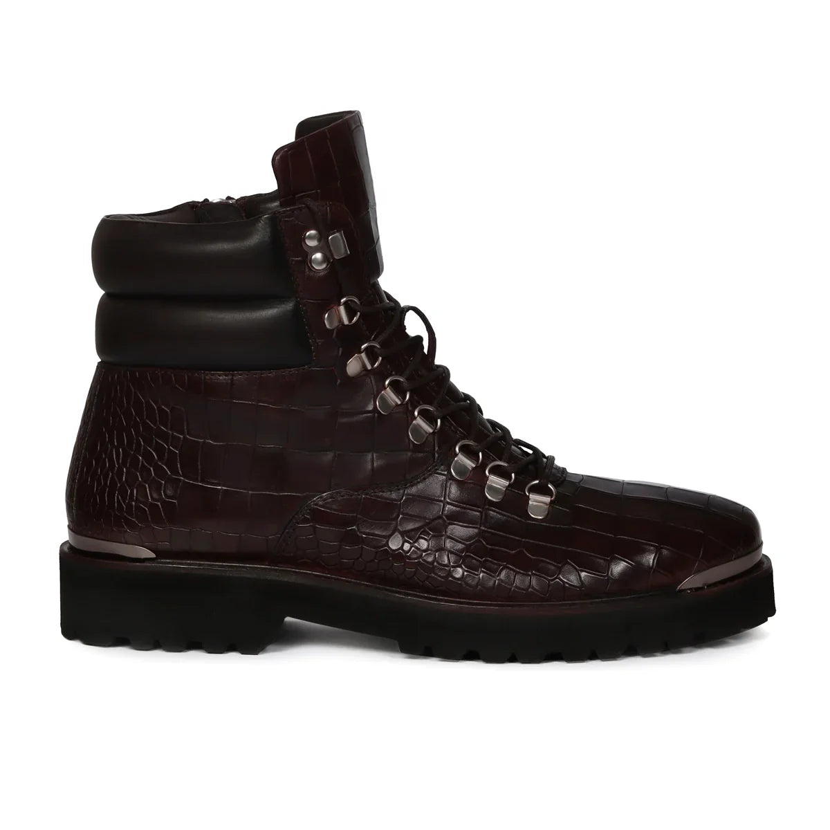 DARK BROWN CHUNKY BOOT WITH DEEP CUT LEATHER