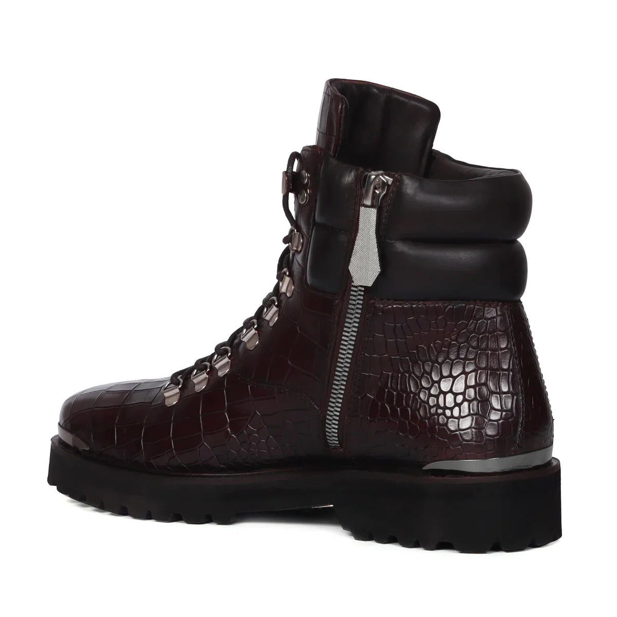 DARK BROWN CHUNKY BOOT WITH DEEP CUT LEATHER