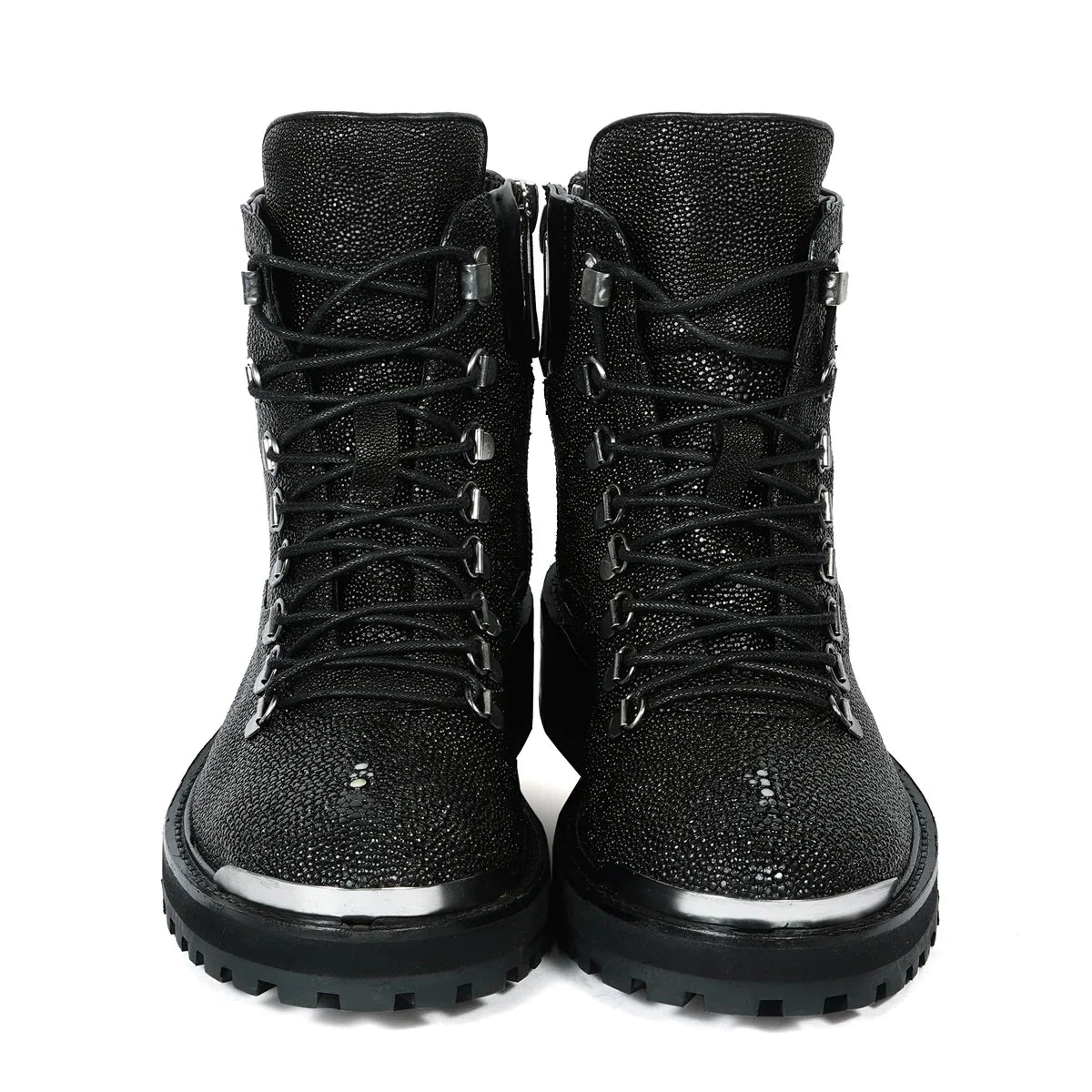 CHUNKY BOOT WITH EXOTIC BLACK STINGRAY FISH LEATHER