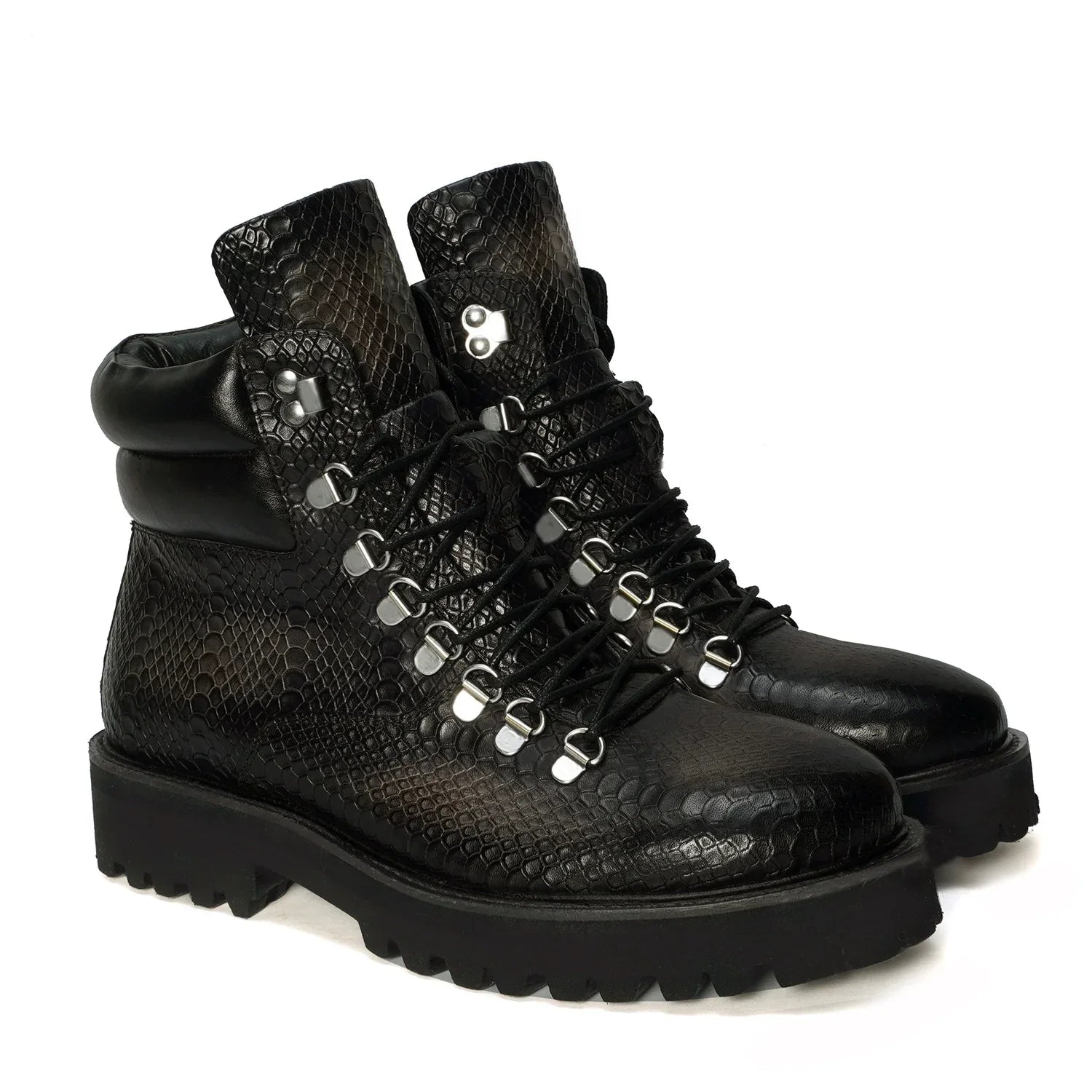 SNAKE SKIN TEXTURED CHUNKY BOOT