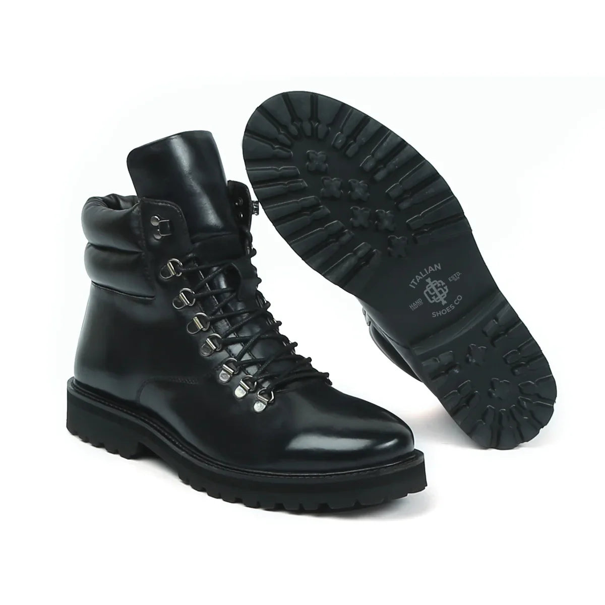 Black Biker Boots With Lace-up Closure