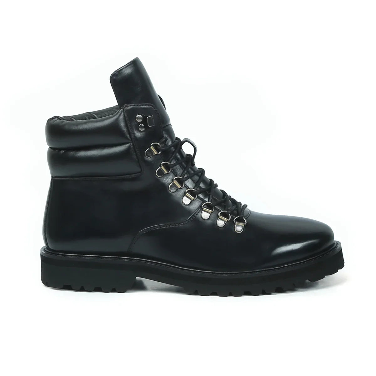 Black Biker Boots With Lace-up Closure