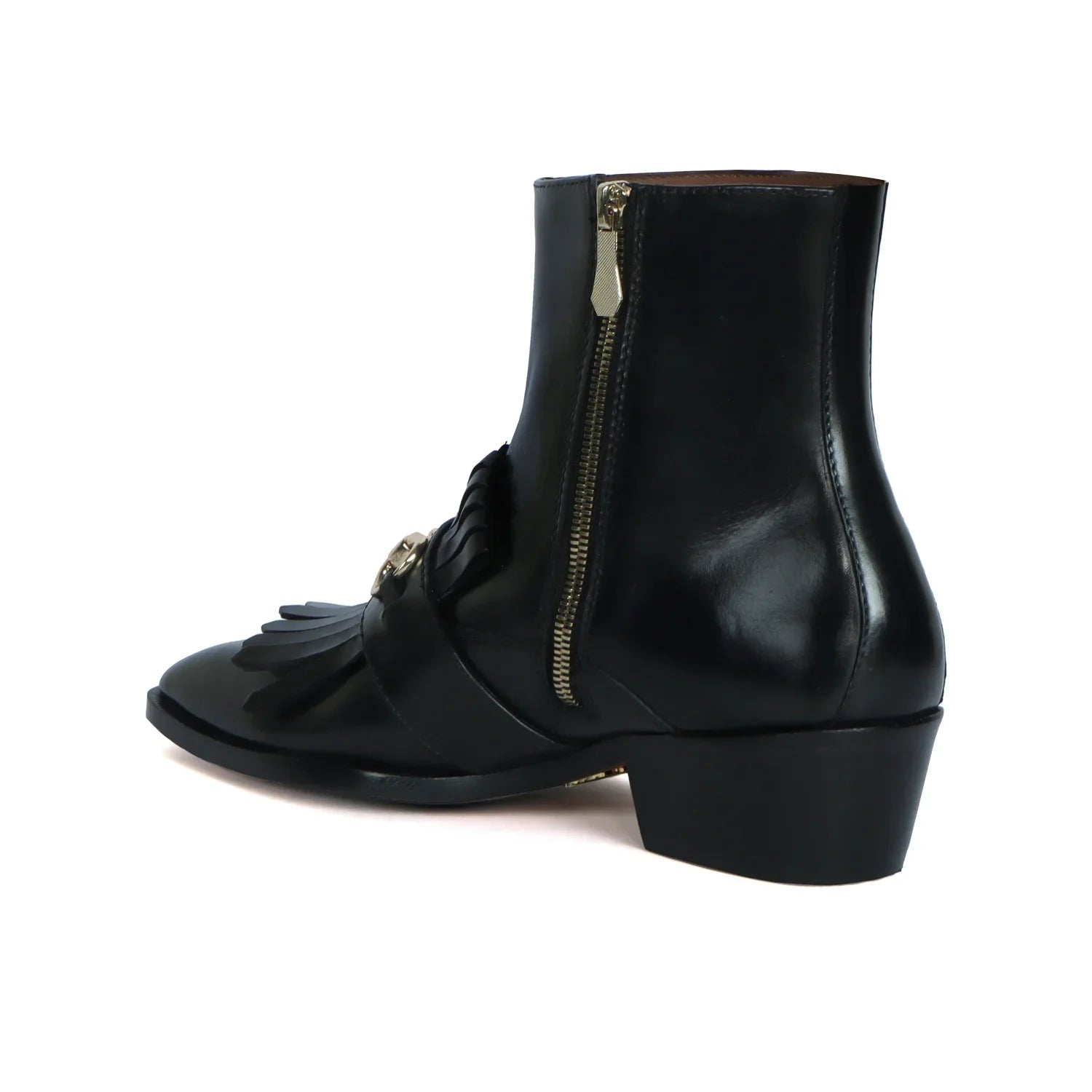 CUBAN HEEL MEN BOOTS WITH BLACK SLEEK TOE
