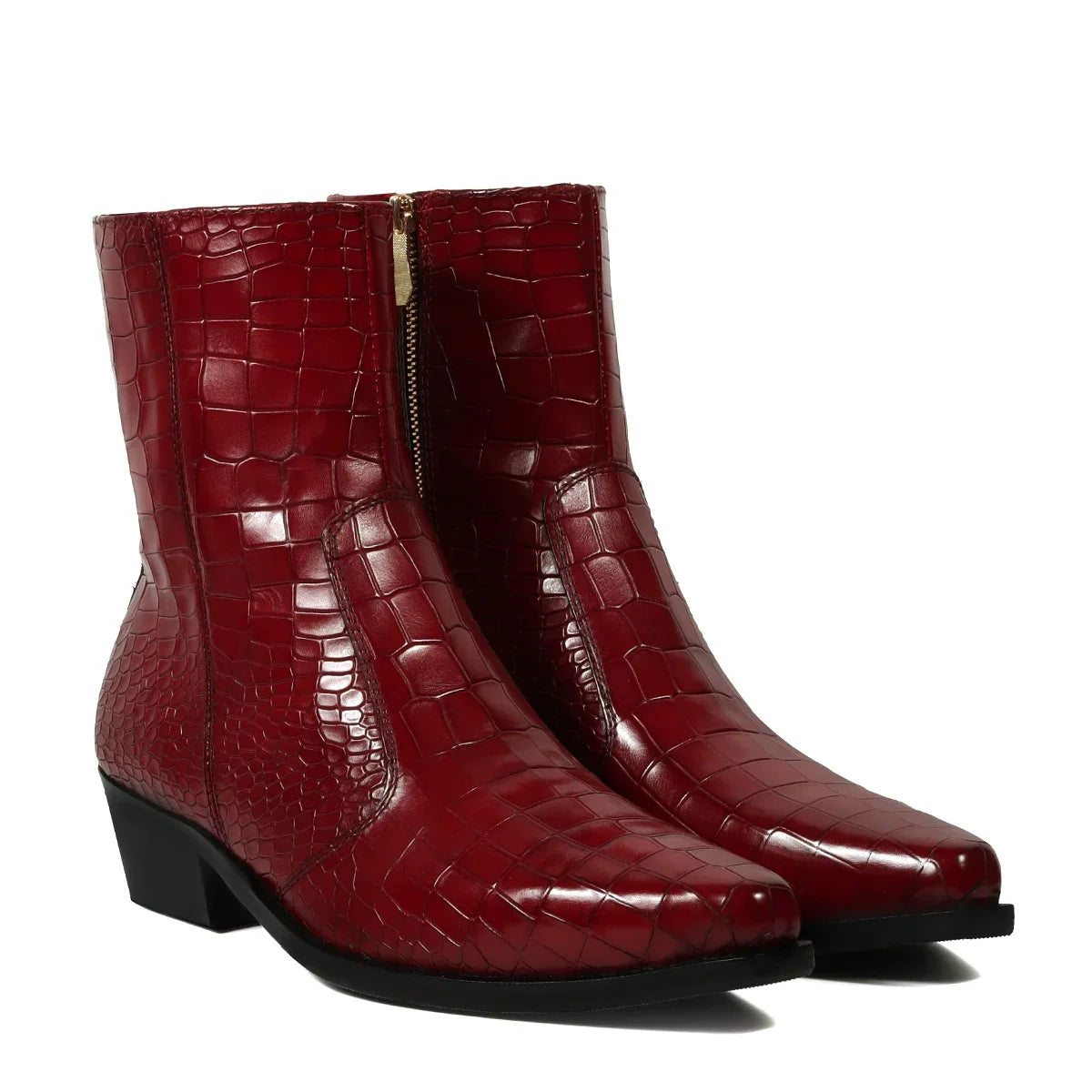 COWBOY DEEP CUT CROCO WINE LEATHER BOOT
