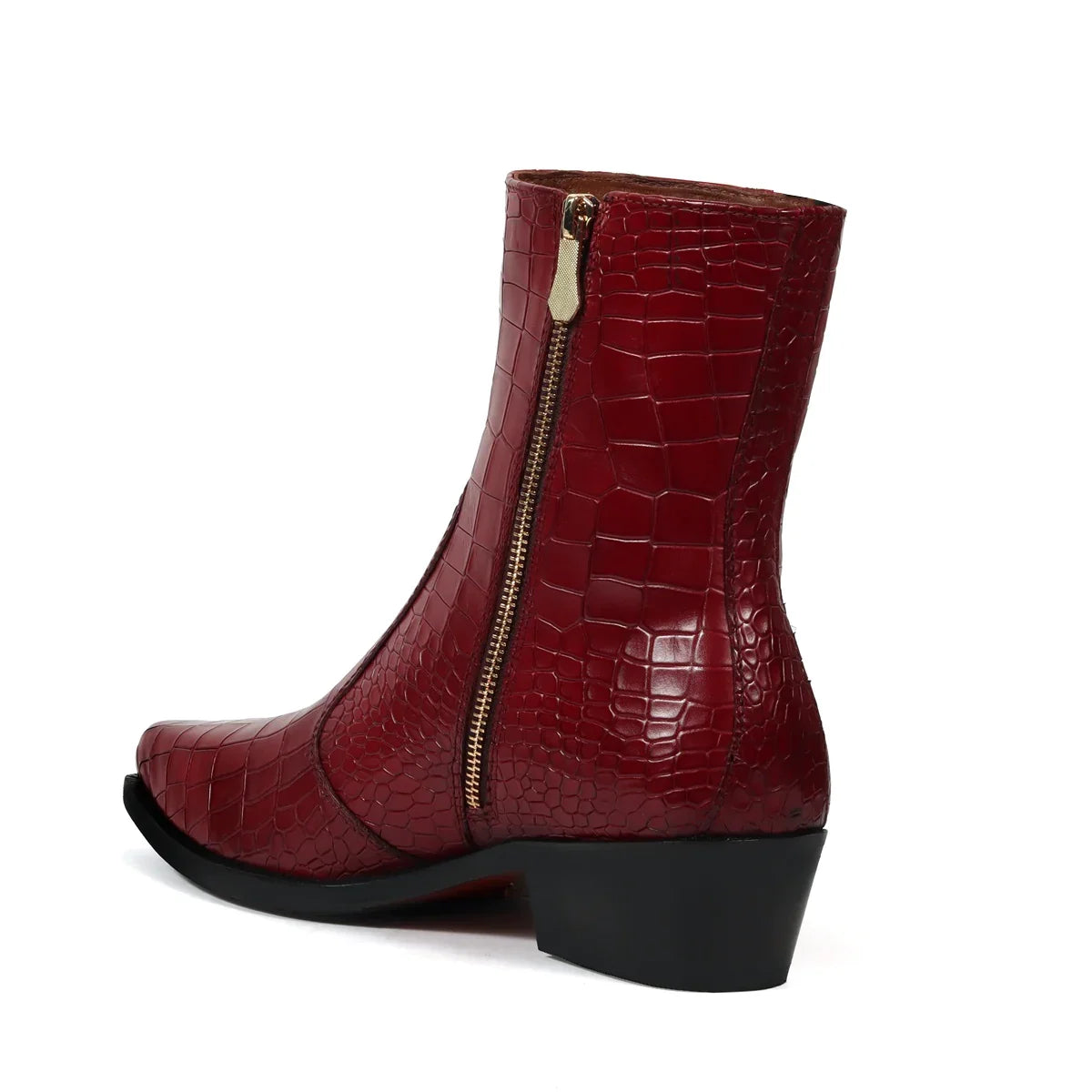 COWBOY DEEP CUT CROCO WINE LEATHER BOOT