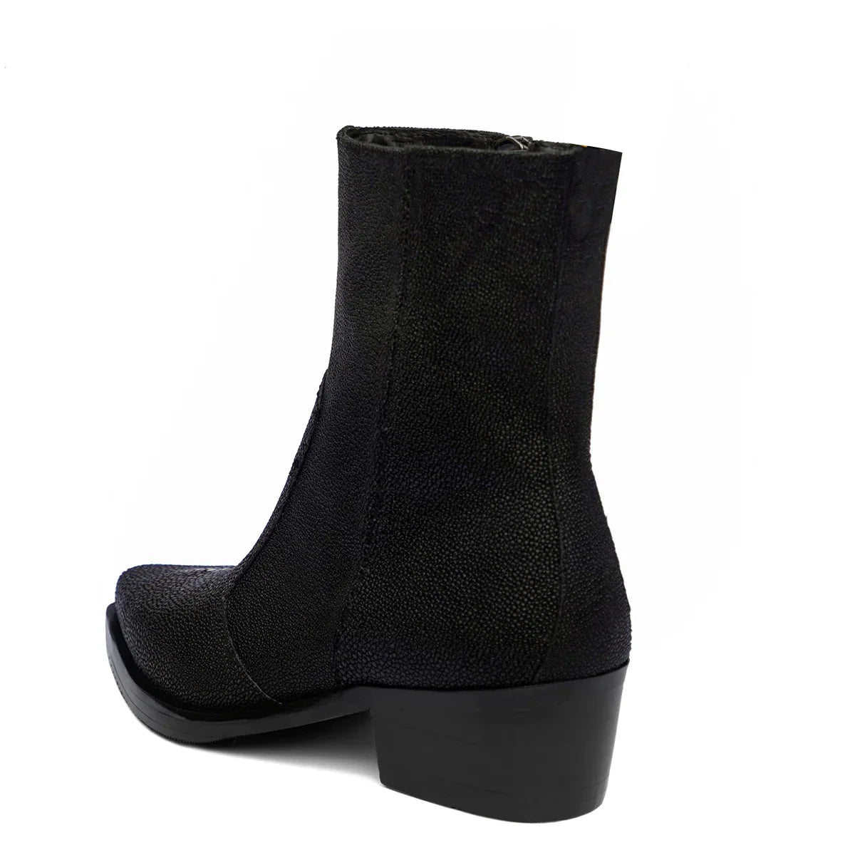 EXOTIC STINGRAY FISH LEATHER COWBOY POINTED-TOE CUBAN-HEEL BOOT