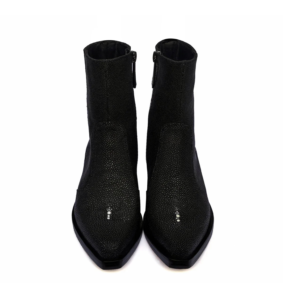 EXOTIC STINGRAY FISH LEATHER COWBOY POINTED-TOE CUBAN-HEEL BOOT