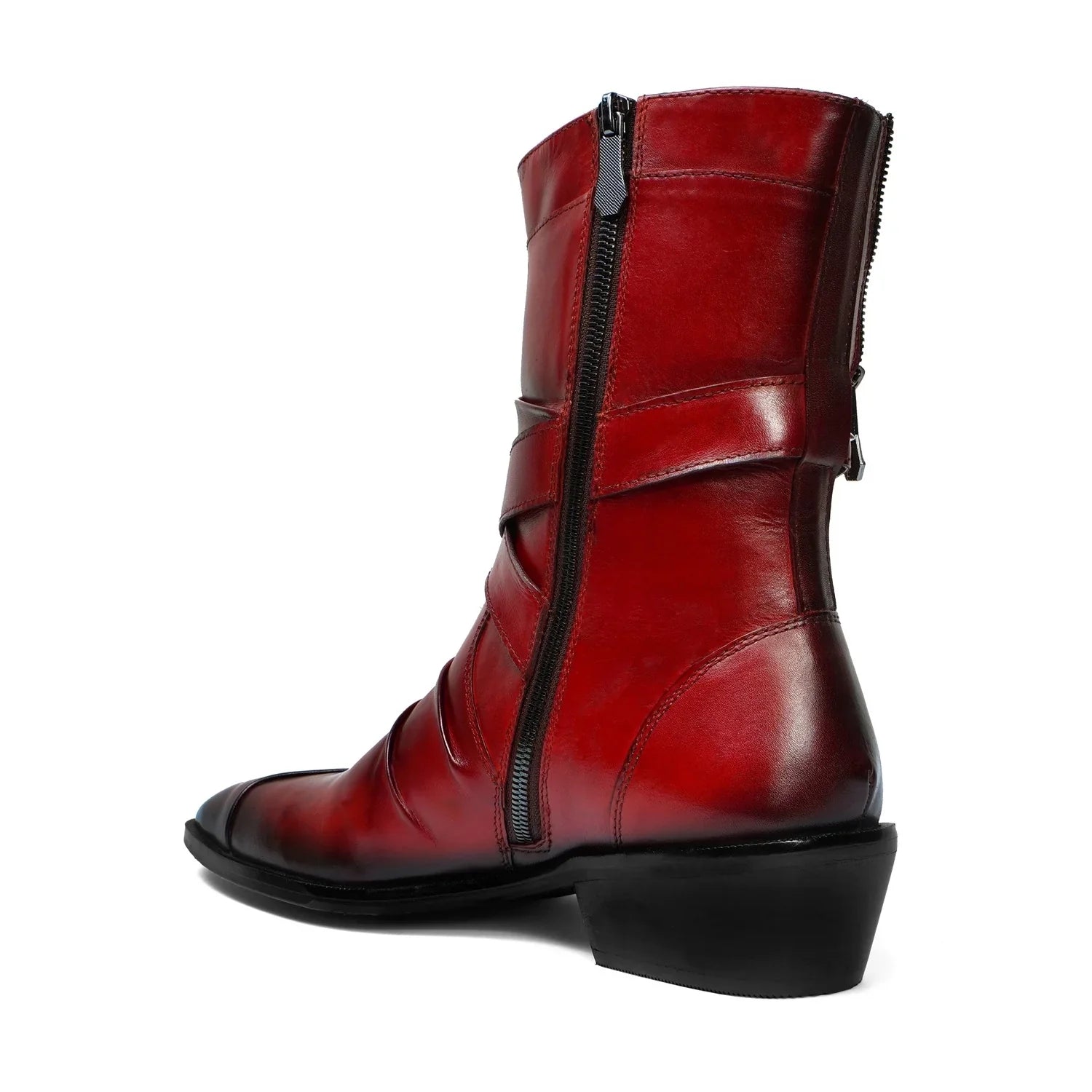 Studded Wrap Around Strap Cuban Heel Boots