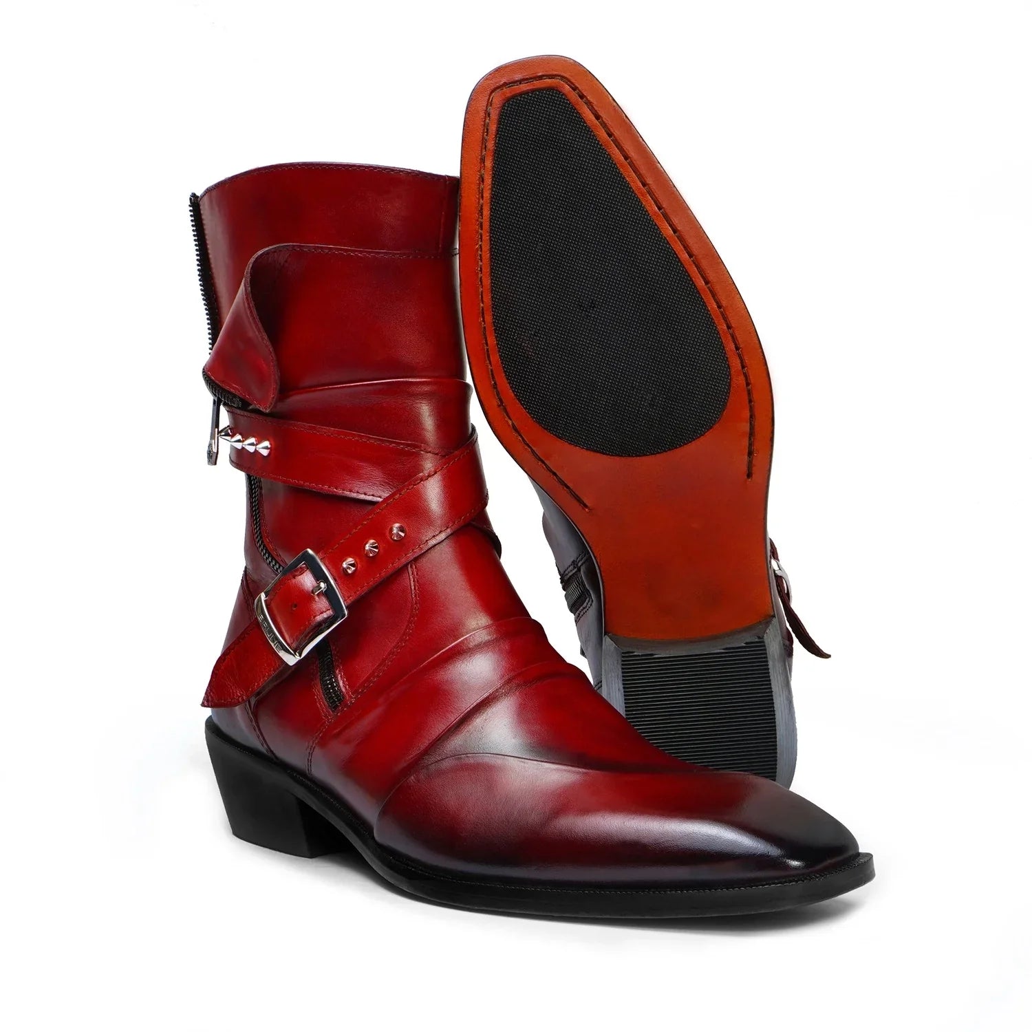 Studded Wrap Around Strap Cuban Heel Boots