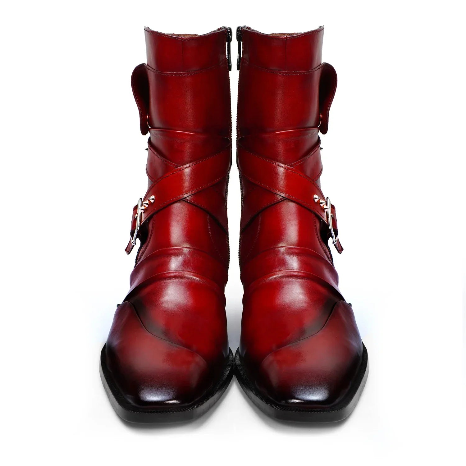 Studded Wrap Around Strap Cuban Heel Boots