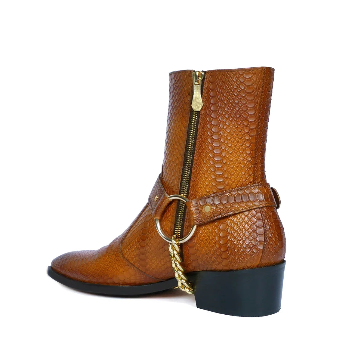 SNAKE SKIN TAN LEATHER BOOT
