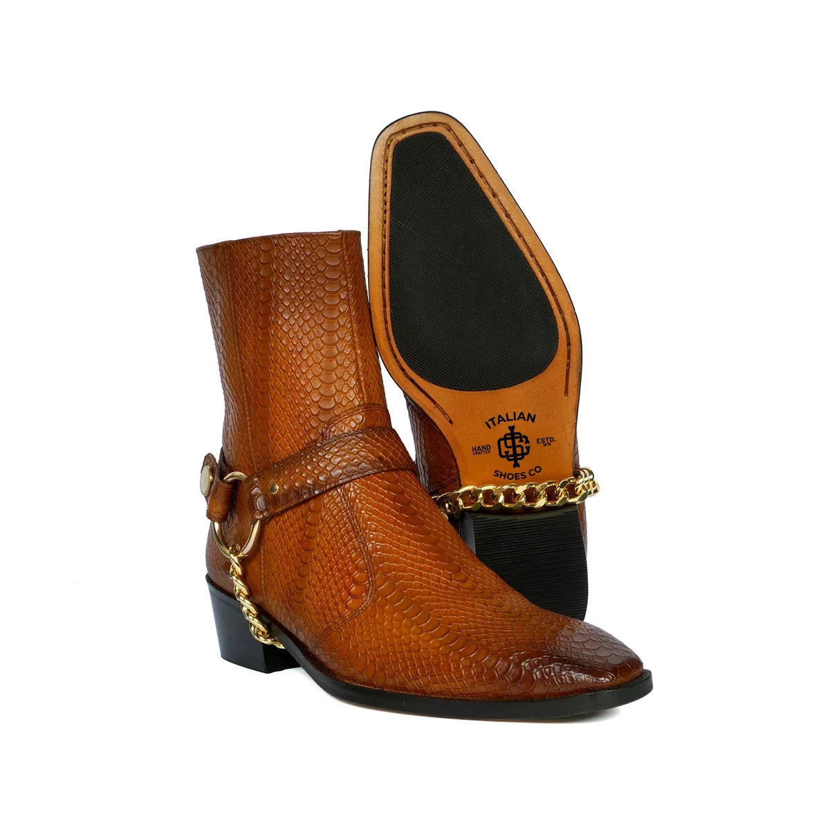 SNAKE SKIN TAN LEATHER BOOT