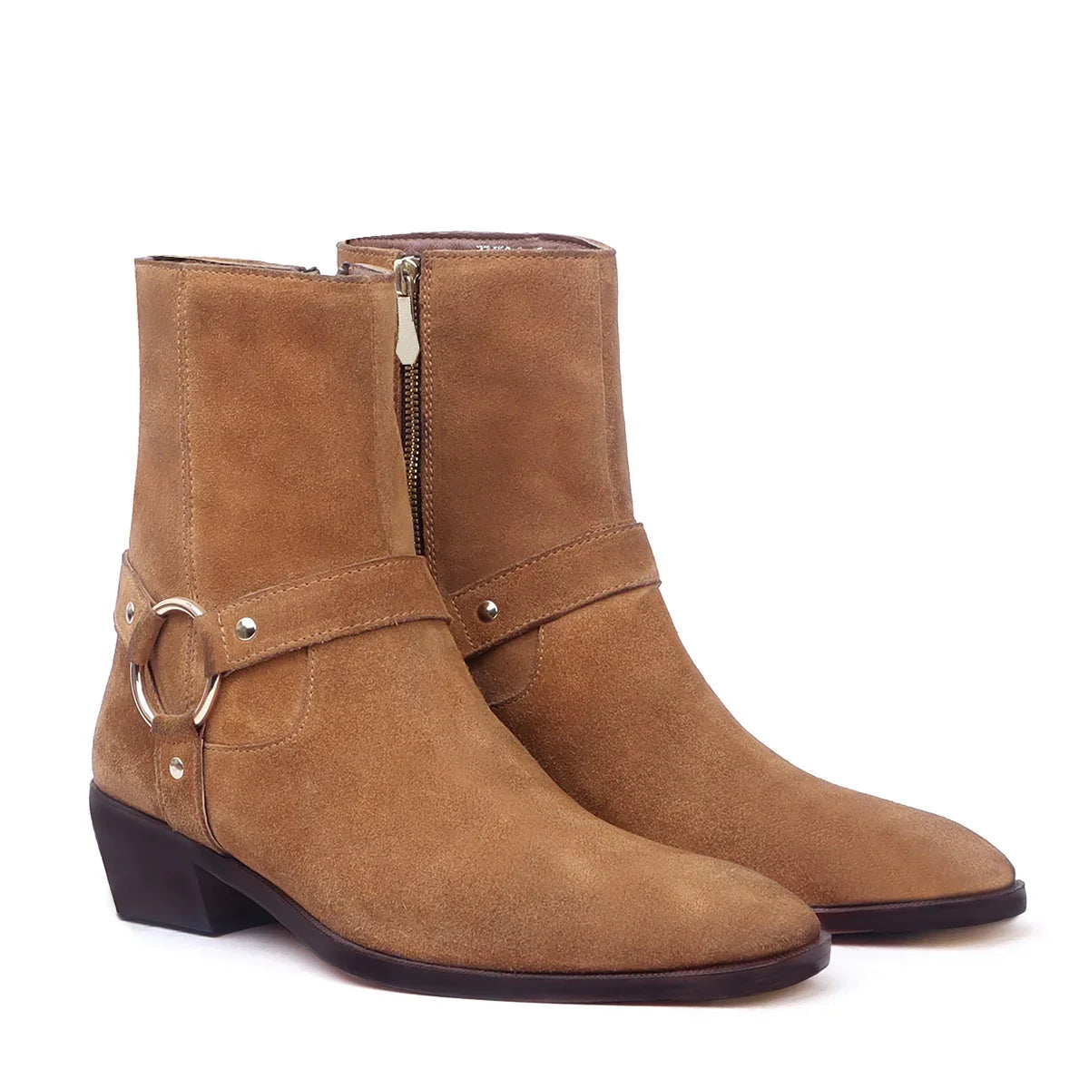 SIDE ZIP BROWN BOOTS IN SUEDE LEATHER