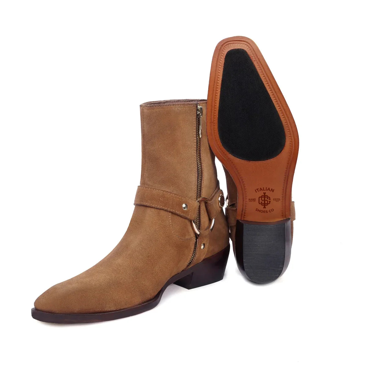 SIDE ZIP BROWN BOOTS IN SUEDE LEATHER