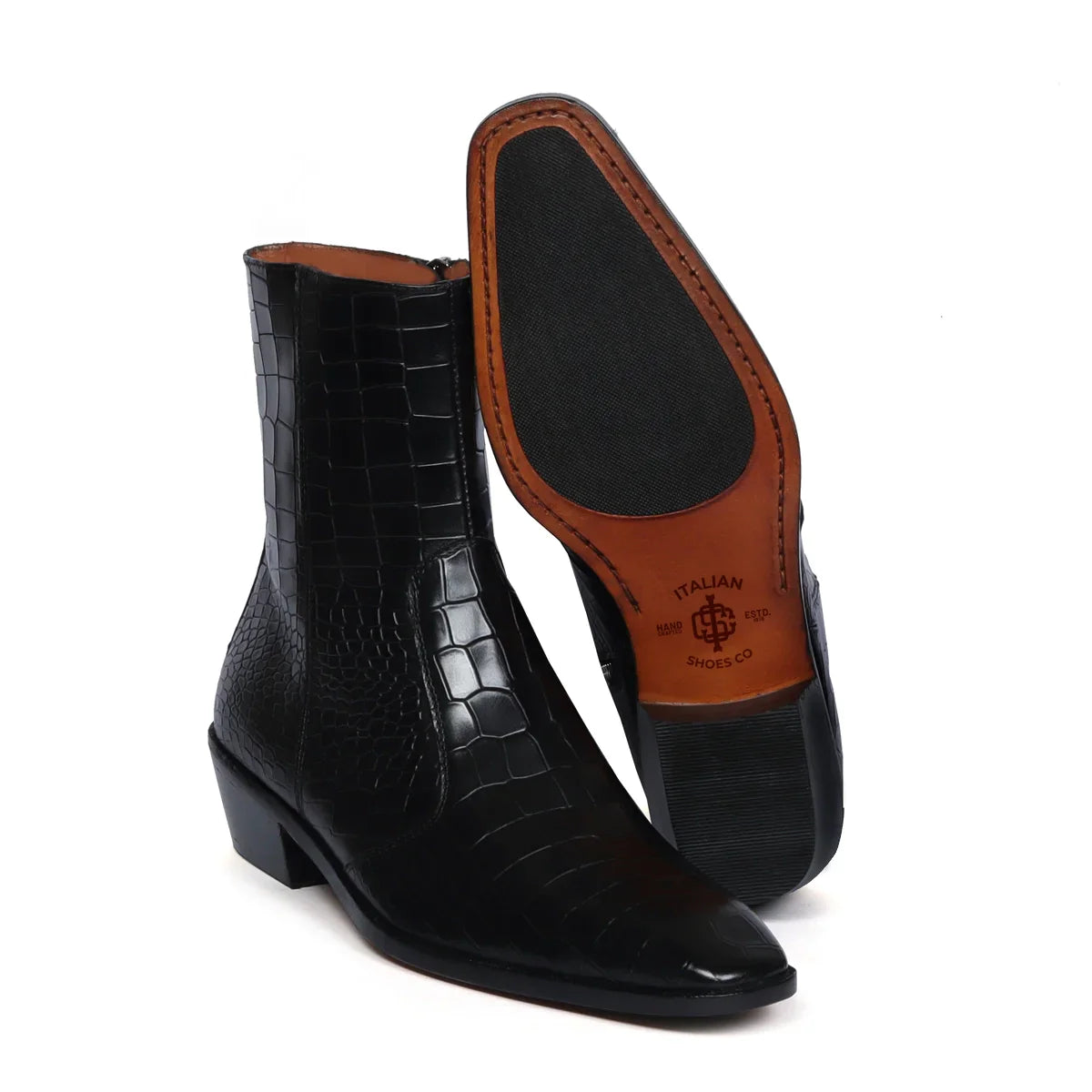 Black Chelsea Boots With Cuban Heel Zip Closure