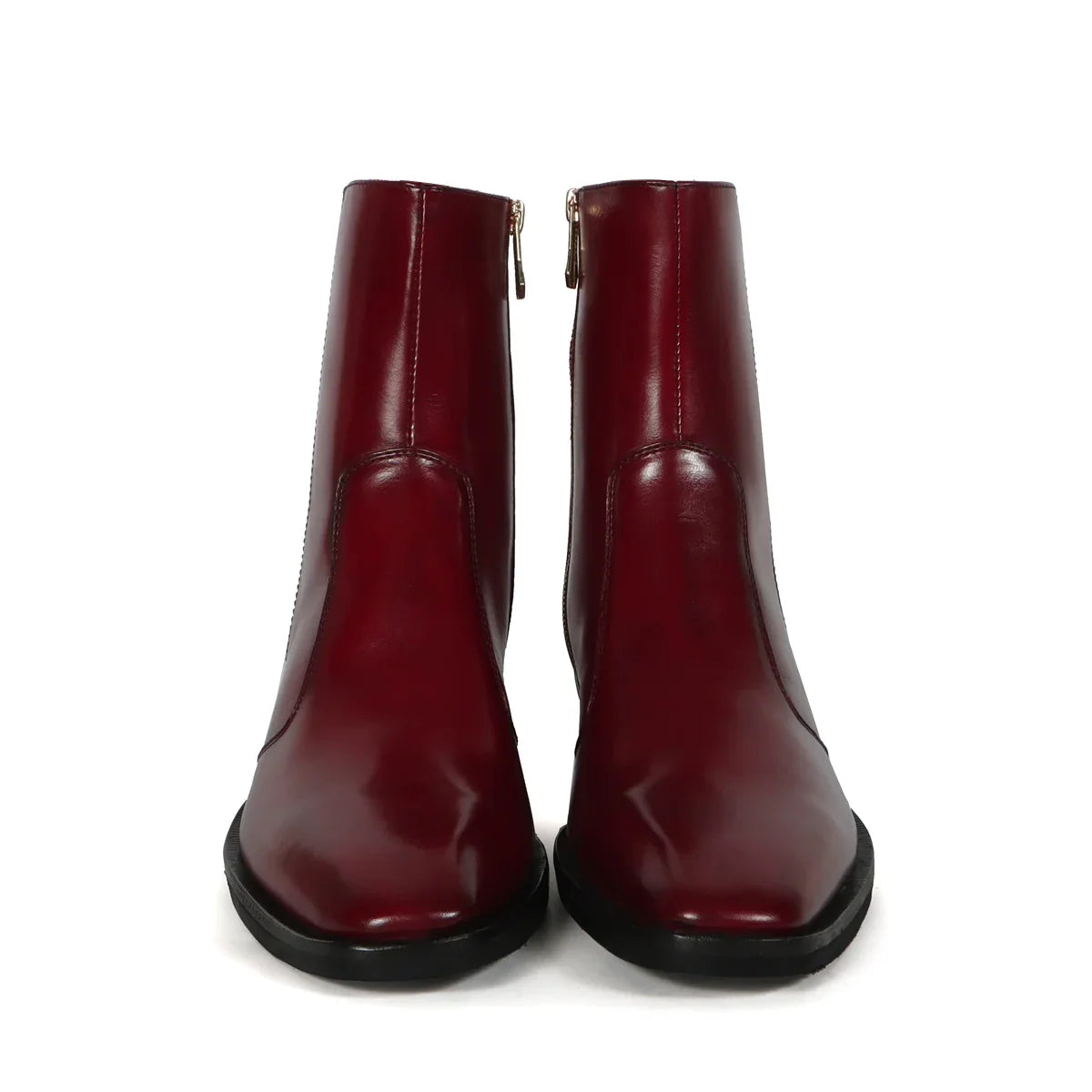 Cuban Chelsea Boots in Wine Genuine Leather with Zip Closure
