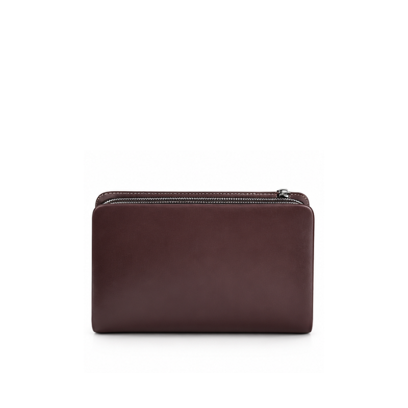 Verona Double-Zip Leather Clutch