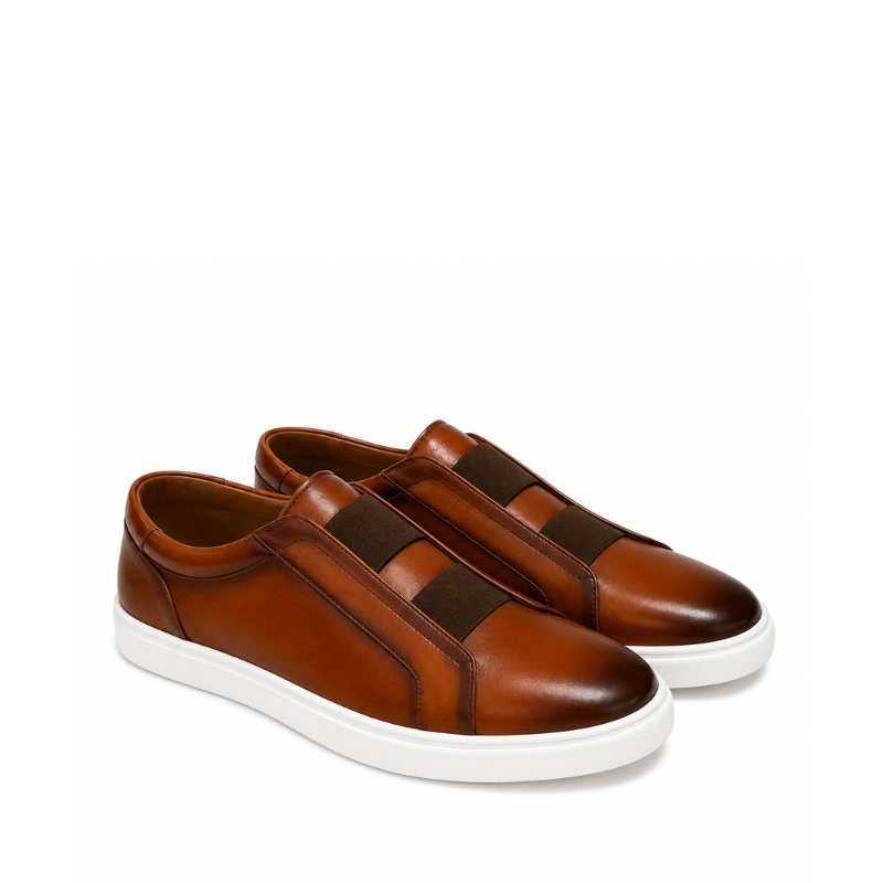 Vittorio Glide Double Stitch Men's Leather Slip-On Sneakers