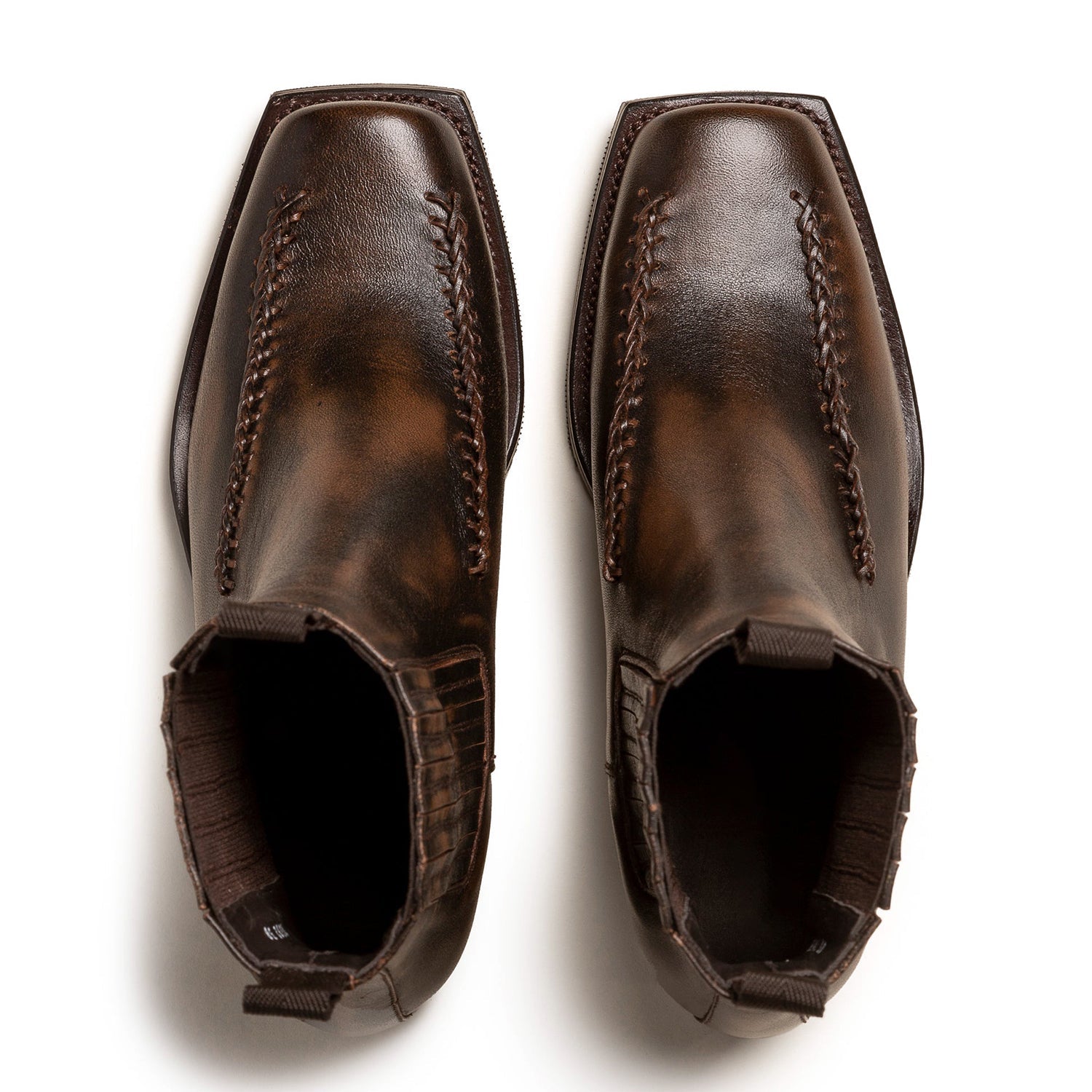 Men s Square Toe Braided Detail Chelsea Boot