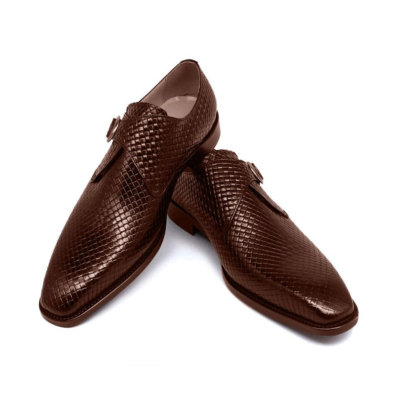 Waved Single Monk Strap Shoes