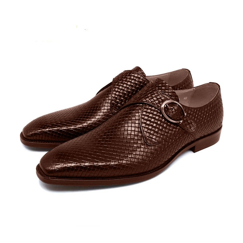 Waved Single Monk Strap Shoes