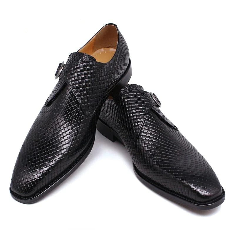 Waved Single Monk Strap Shoes